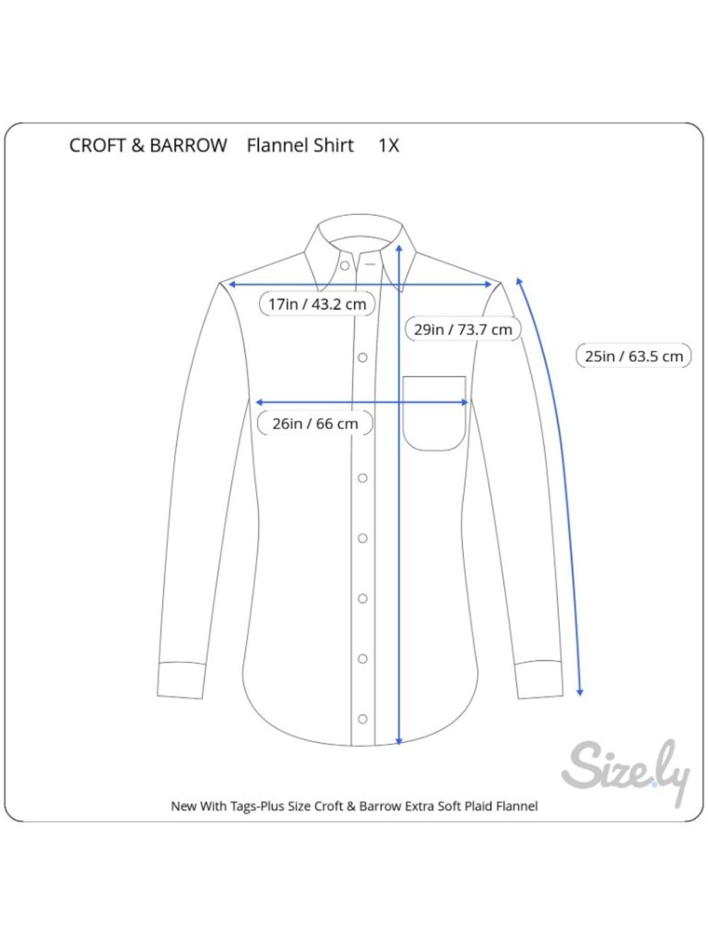Croft & Barrow Plus Size 1X New Flannel Plaid Blue Button Down Extra Soft Shirt - Picture 5 of 7